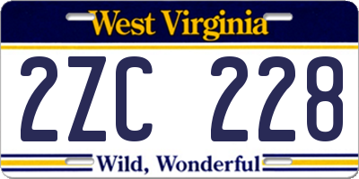 WV license plate 2ZC228