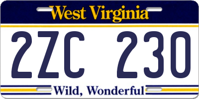 WV license plate 2ZC230