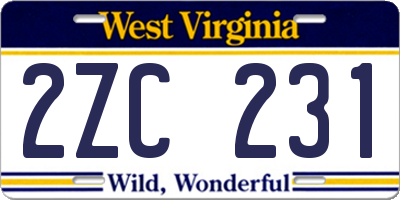 WV license plate 2ZC231