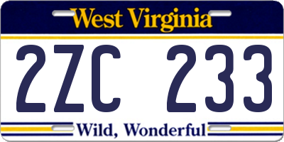 WV license plate 2ZC233