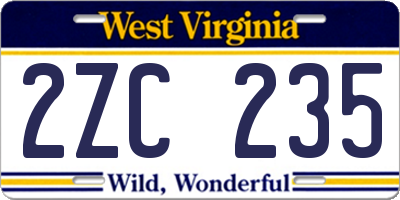 WV license plate 2ZC235