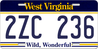 WV license plate 2ZC236