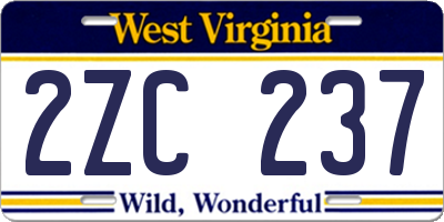 WV license plate 2ZC237