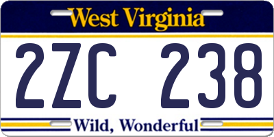 WV license plate 2ZC238
