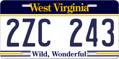 WV license plate 2ZC243