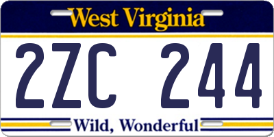 WV license plate 2ZC244