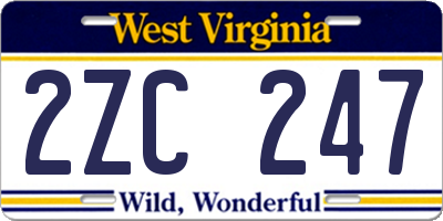 WV license plate 2ZC247