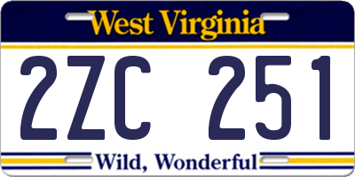 WV license plate 2ZC251