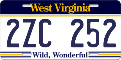 WV license plate 2ZC252