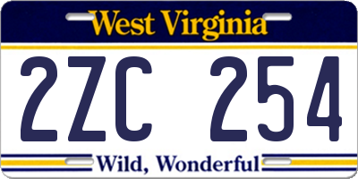 WV license plate 2ZC254