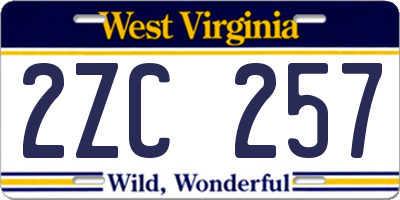 WV license plate 2ZC257
