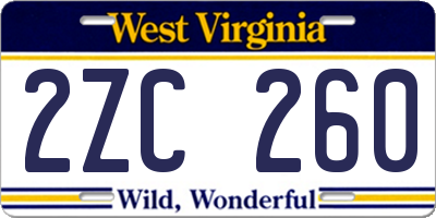 WV license plate 2ZC260