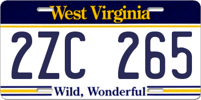 WV license plate 2ZC265