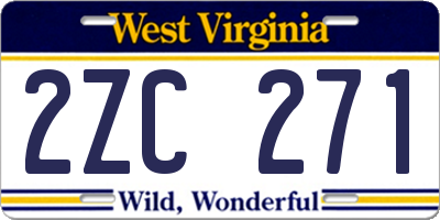 WV license plate 2ZC271