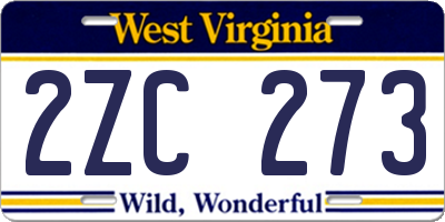 WV license plate 2ZC273