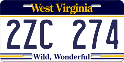 WV license plate 2ZC274