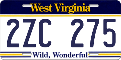 WV license plate 2ZC275