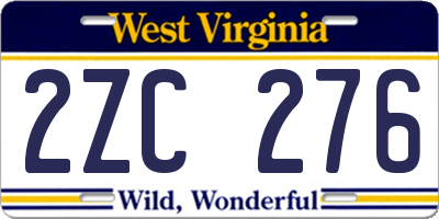WV license plate 2ZC276