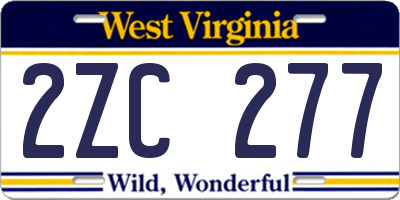 WV license plate 2ZC277