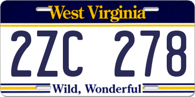 WV license plate 2ZC278