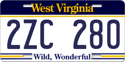 WV license plate 2ZC280
