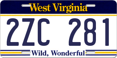 WV license plate 2ZC281