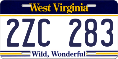 WV license plate 2ZC283