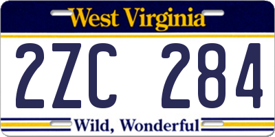 WV license plate 2ZC284