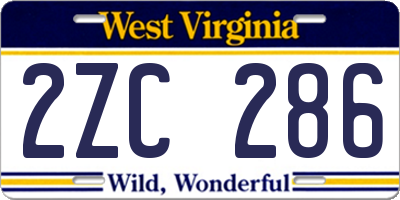 WV license plate 2ZC286