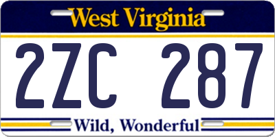 WV license plate 2ZC287