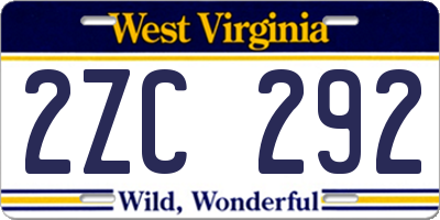 WV license plate 2ZC292