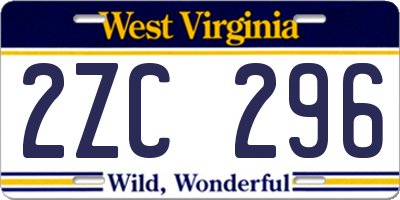 WV license plate 2ZC296