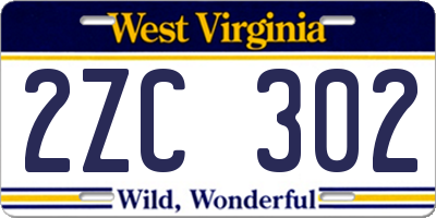 WV license plate 2ZC302