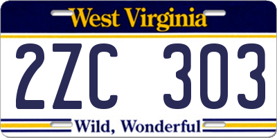 WV license plate 2ZC303