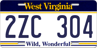 WV license plate 2ZC304