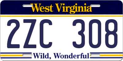 WV license plate 2ZC308