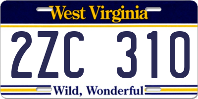 WV license plate 2ZC310