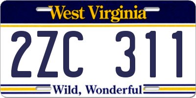 WV license plate 2ZC311