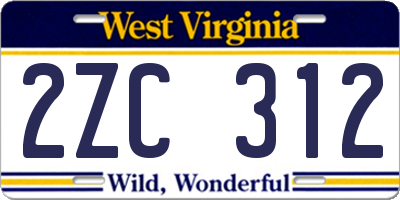 WV license plate 2ZC312