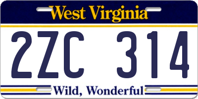WV license plate 2ZC314