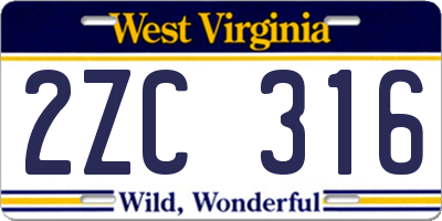 WV license plate 2ZC316