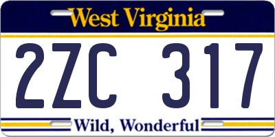 WV license plate 2ZC317