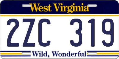 WV license plate 2ZC319