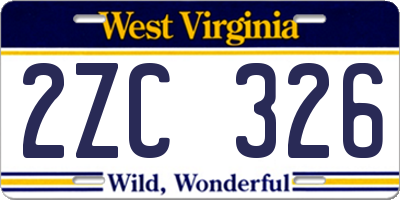 WV license plate 2ZC326