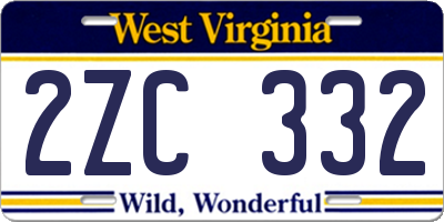 WV license plate 2ZC332