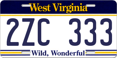 WV license plate 2ZC333