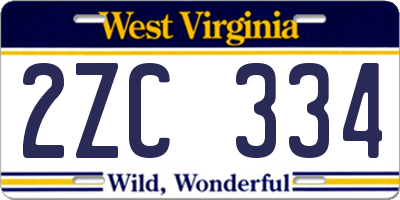 WV license plate 2ZC334