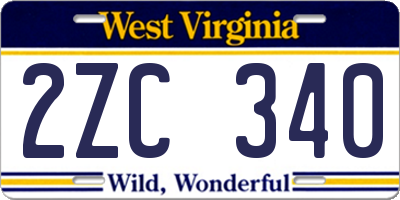 WV license plate 2ZC340