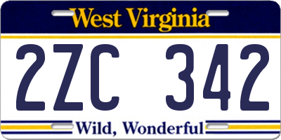 WV license plate 2ZC342