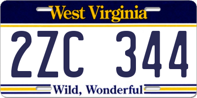WV license plate 2ZC344